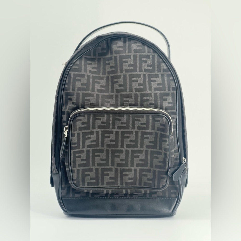 Fendi Leather/Canvas Trimmed FF Monogram Backpack